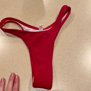 Red ribbed cheeky bikini bottom (Never been worn)